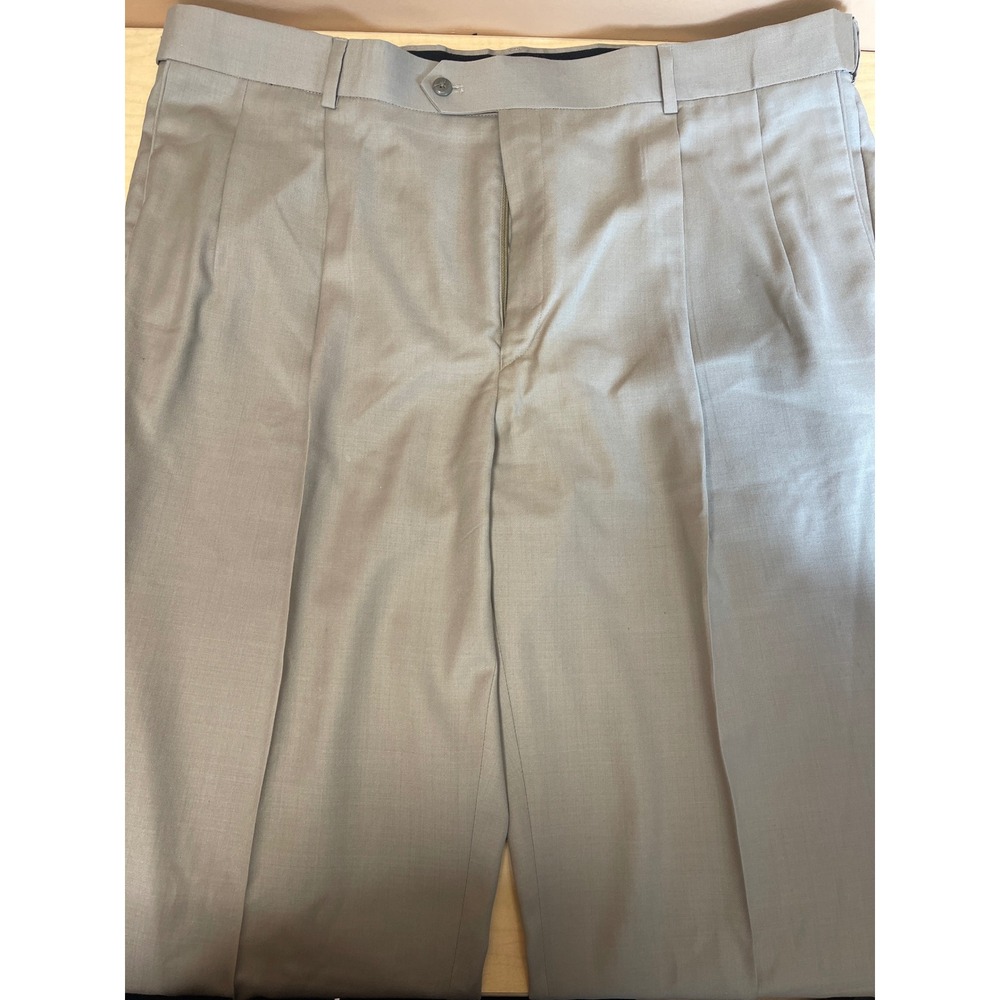 Stafford Mens‎ Gray Pleated Cuffed Worsted Wool Blend Dress Pants 44x30